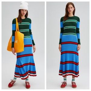 Salon Designer Prive Multicolor Striped Maxi Dress